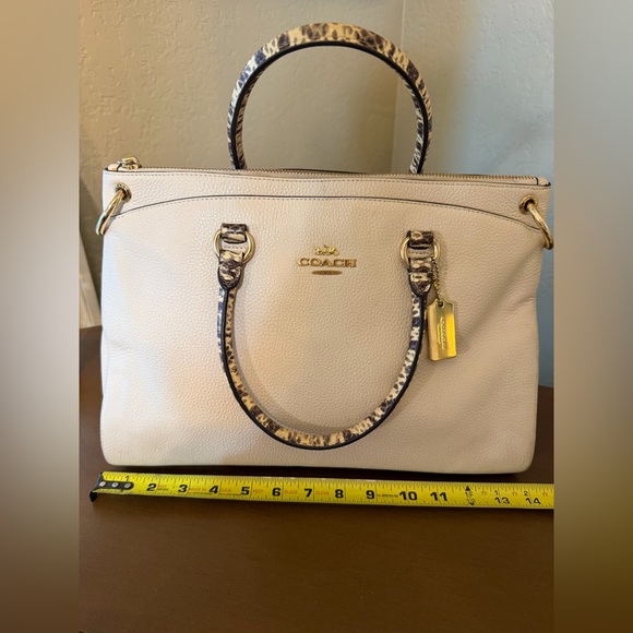Coach Cream Mia Satchel with Animal Print Handles and Crossbody Strap - Picture 8 of 16